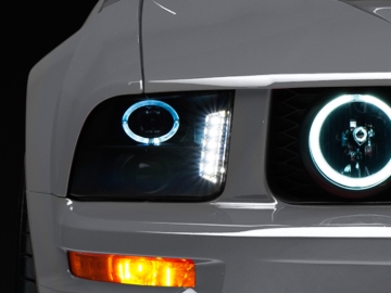 Picture of Raxiom 05-09 Ford Mustang w/ Halogen LED Halo Prjctr Headlights-Blk Hsng(Smoked Lens Exclude GT500)