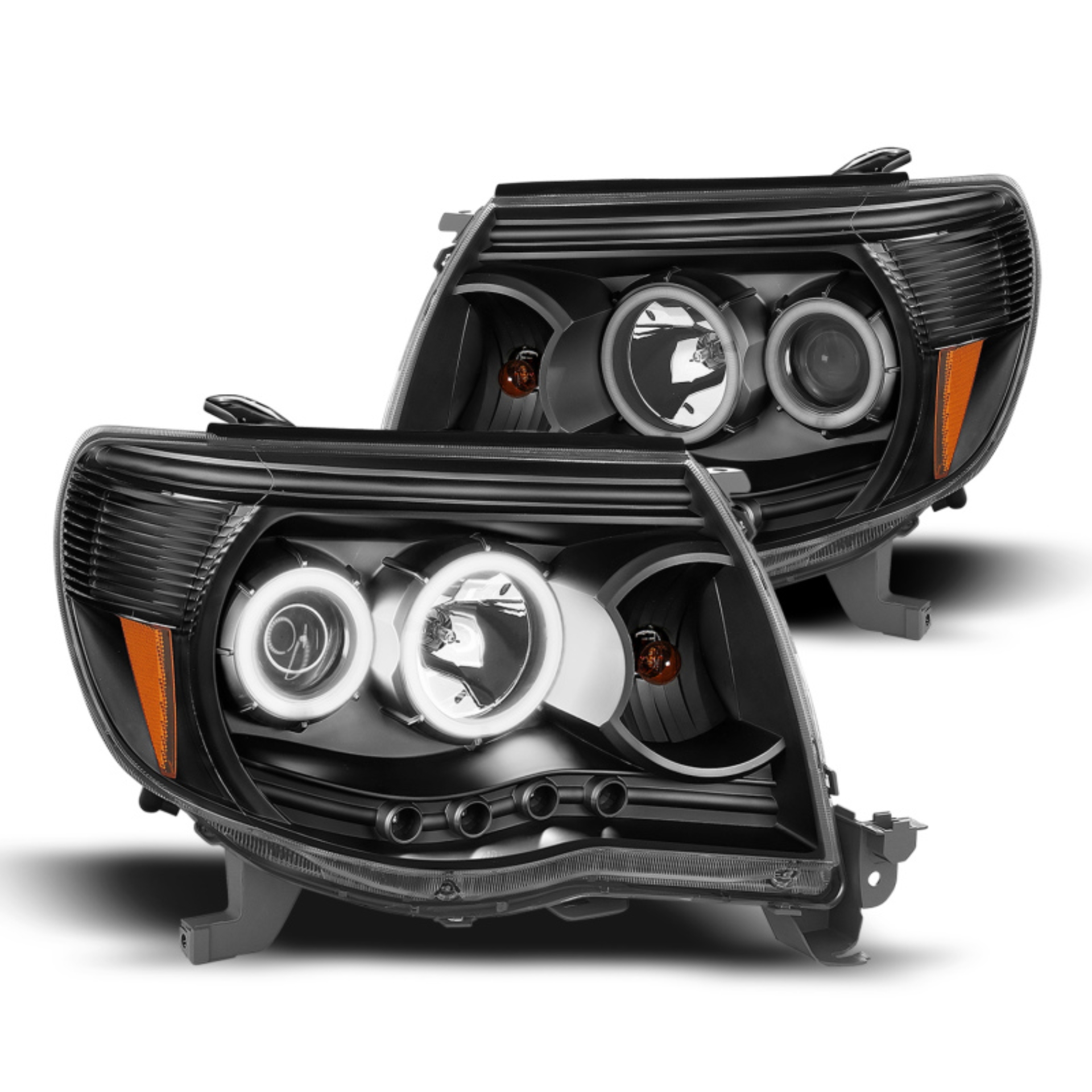 Picture of Raxiom 05-09 Tacoma Super White LED Halo Projector Headlights- Black Housing (Clear Lens)