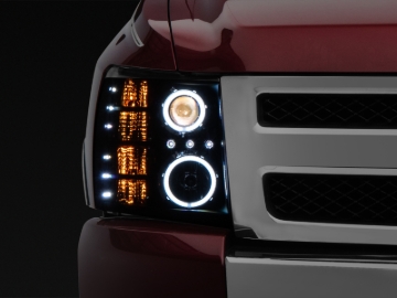 Picture of Raxiom 07-13 Silverado 1500 Super White LED Halo Projector Headlights- Black Housing (Clear Lens)