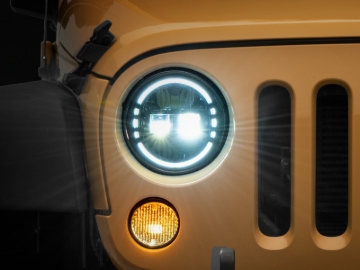 Picture of Raxiom 97-18 Jeep Wrangler TJ/JK Axial 7-Inch LED Headlights w/ DRL- Black Housing (Clear Lens)