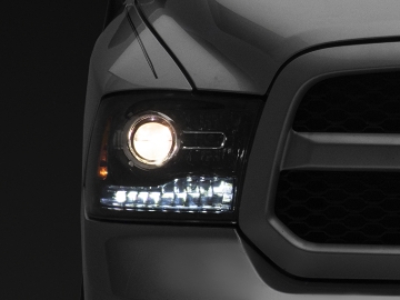 Picture of Raxiom 09-18 Dodge RAM 1500 LED Halo Headlights w/Switchback Turn Signals- Blk Housing (Clear Lens)