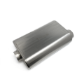 Picture of Ticon Industries 17in Overall Length 3in Thin Oval Titanium Muffler - 3in Center In/Offset Out