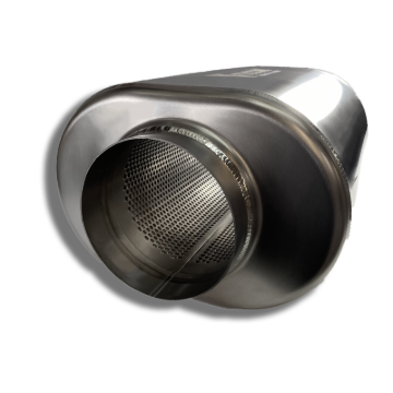 Picture of Ticon Industries 12in Overall Length 4in Oval Titanium Muffler - 4in Center In/Center Out