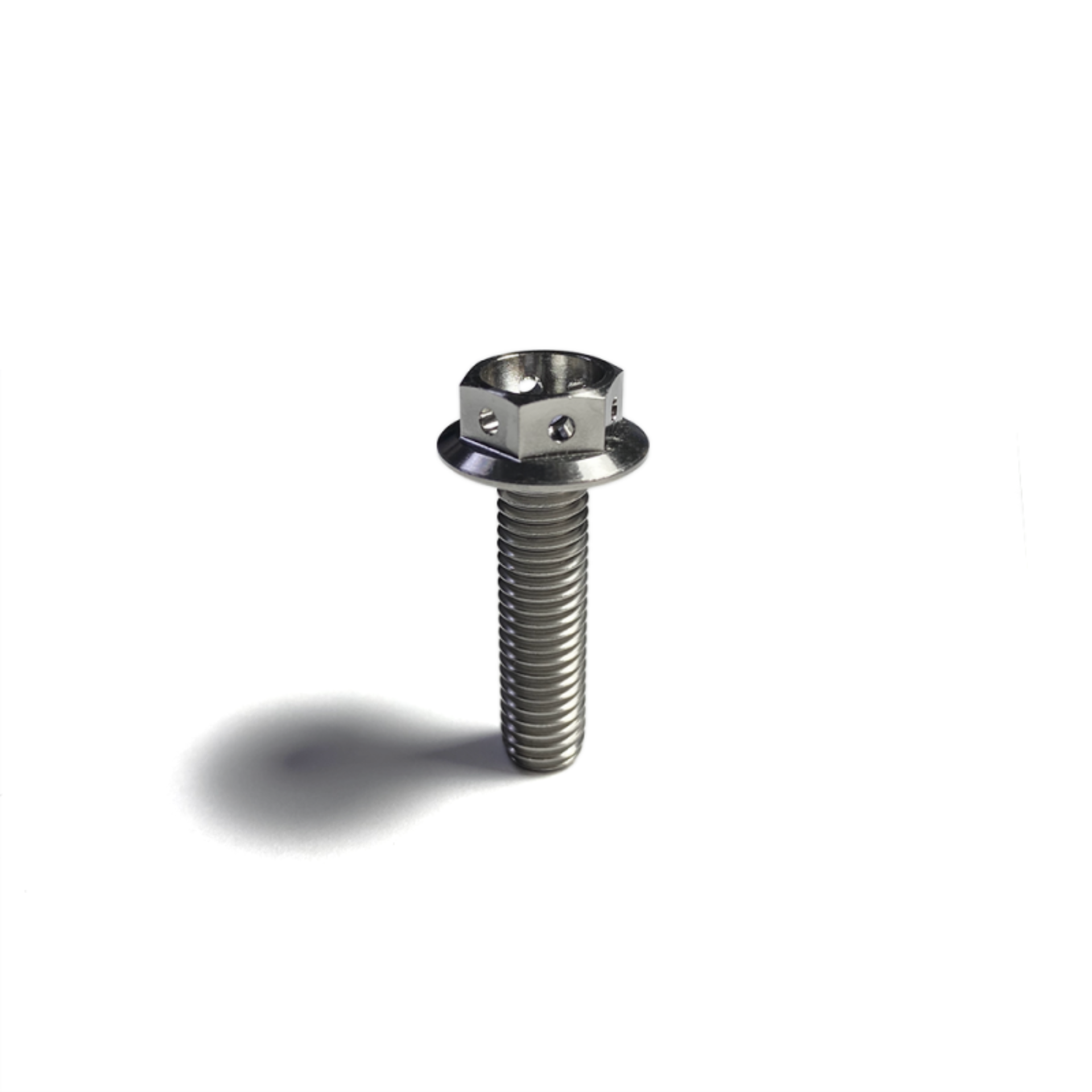 Picture of Ticon Industries Titanium Bolt Flanged M5x20x.8TP 8mm 6pt Head Drilled