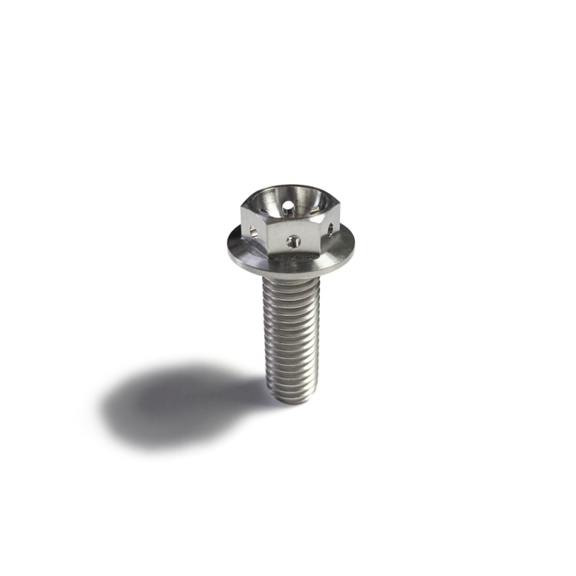 Picture of Ticon Industries Titanium Bolt Flanged M10x25x1.5TP 14mm 6pt Head Drilled