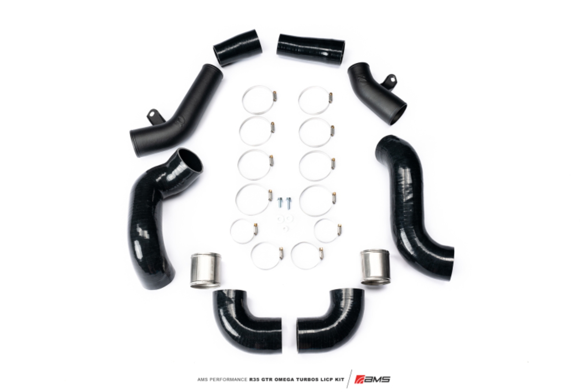 Picture of AMS Performance 2009+ Nissan R35 GTR Omega Turbo Kit 3in Lower Intercooler Pipes (Omega 9 & 14)