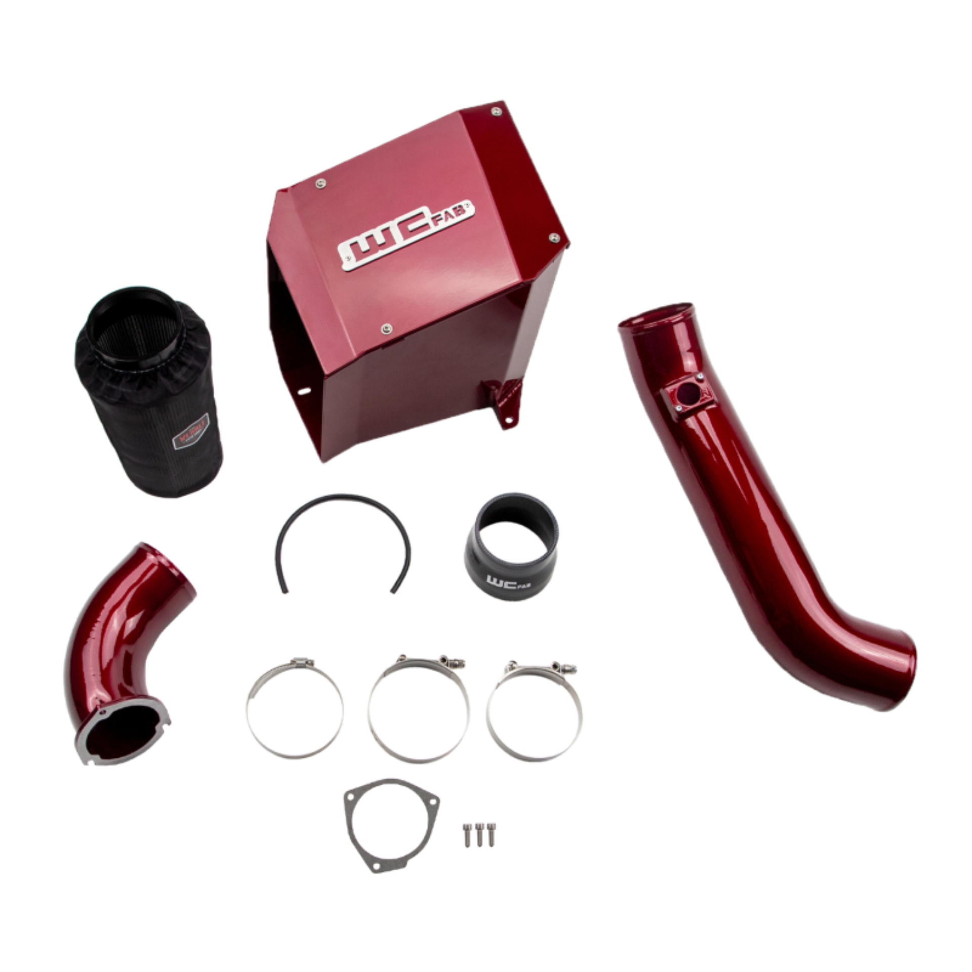 Picture of Wehrli 01-04 Duramax LB7 4in Intake Kit with Air Box Stage 2 - WCFab Red