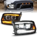 Picture of ANZO 09-18 Dodge Ram 1500/2500/3500 Full LED Proj Headlights w/Switchback Light Bar - Black