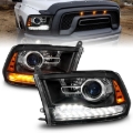 Picture of ANZO 09-18 Dodge Ram 1500/2500/3500 LED Plank Style Headlights Switchback + Sequential - Matte Black