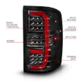 Picture of ANZO 14-18 GMC Sierra 1500 Full LED Taillights Black Housing Clear Lens (w/C Light Bars)