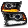 Picture of ANZO 09-18 Dodge Ram 1500/2500/3500 LED Plank Style Headlights Switchback + Sequential - Matte Black
