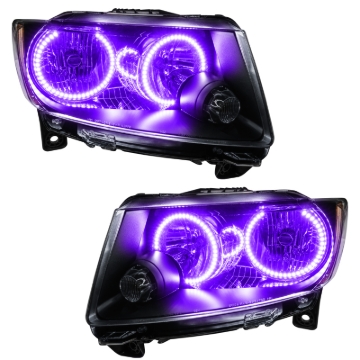 Picture of Oracle 11-13 Jeep Grand Cherokee Pre-Assembled Halo Headlights (Non HID) Chrome - UV/Purple