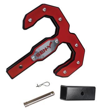 Picture of Gen-Y Hulk 2.0 16K Tow Hook 2in Shank w/GH-009 Reducer Sleeve/GH-099 Pin/GH-011 Clip - Black/Red