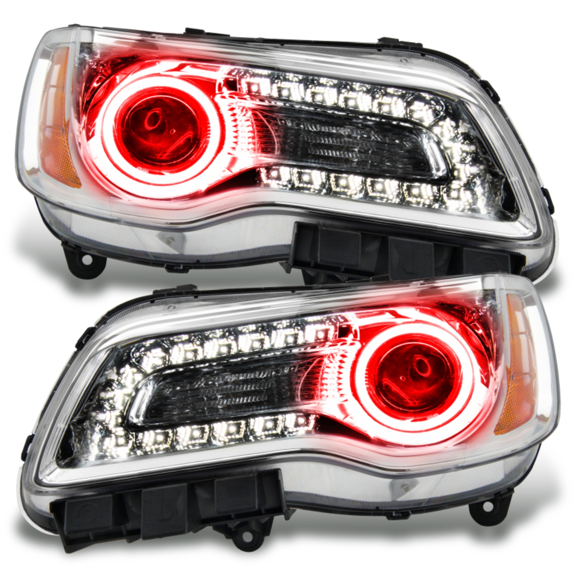 Picture of Oracle 11-14 Chrysler 300C NON HID LED Halo Headlights Chrome Housing - Red