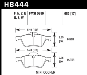 Picture of Hawk 06-08 Mini Cooper Base/ S 1.6L HPS 5.0 Front Brake Pads