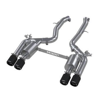 Picture of MBRP 18-22 BMW M2 Competition 3.0L T304 SS 3in Resonator-Back Exhaust Quad Rear w/ Carbon Fiber Tips