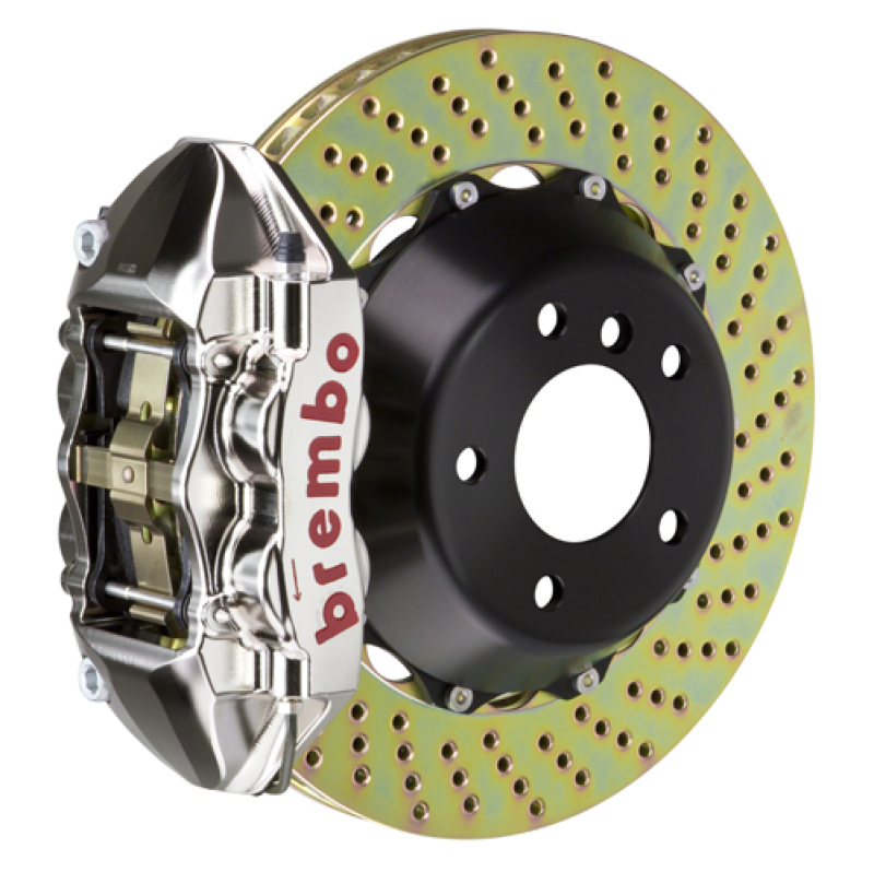 Picture of Brembo 16-21 Land Cruiser Rear GTR BBK 4 Piston Billet 380x28 2pc Rotor Drilled- Nickel