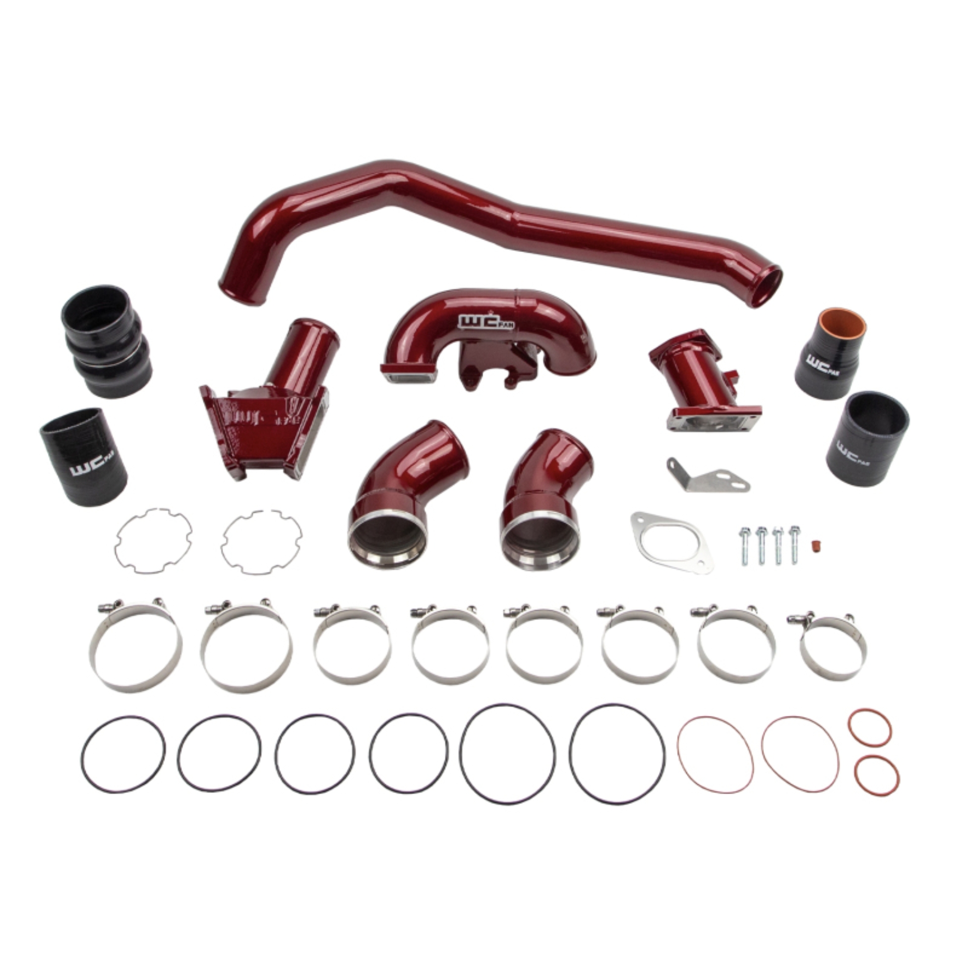 Picture of Wehrli 07.5-10 GMC/Chevrolet 6.6L Duramax Stage 1 High Flow Intake Bundle Kit - WCFab Red