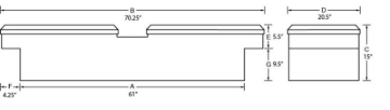 Picture of Tradesman Aluminum Gull Wing Cross Bed Truck Tool Box (70in.) - Brite