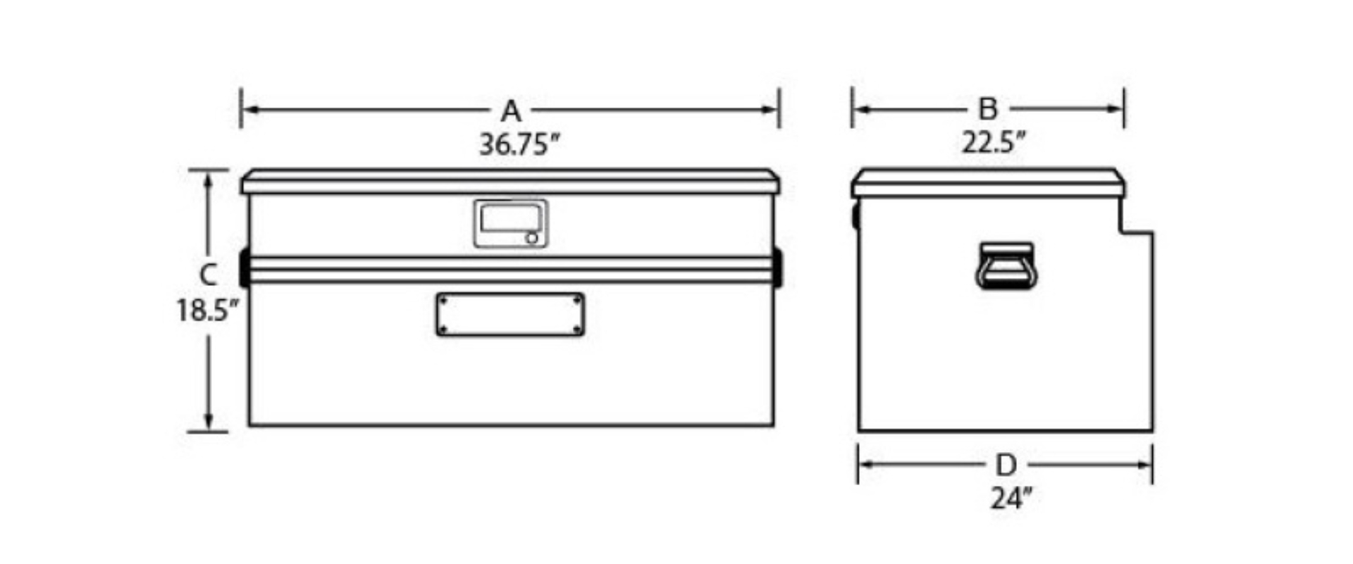 Picture of Tradesman Aluminum Flush Mount Truck Tool Box Full/Wide (36in.) - Brite
