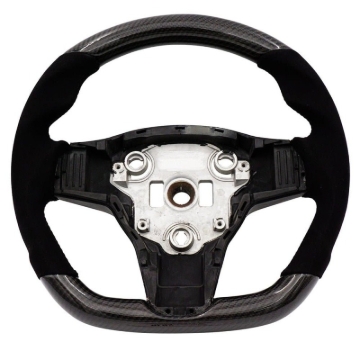 Picture of BLOX Racing Tesla Model 3 and Y Carbon/Alcantara Steering Wheel Red Stitching