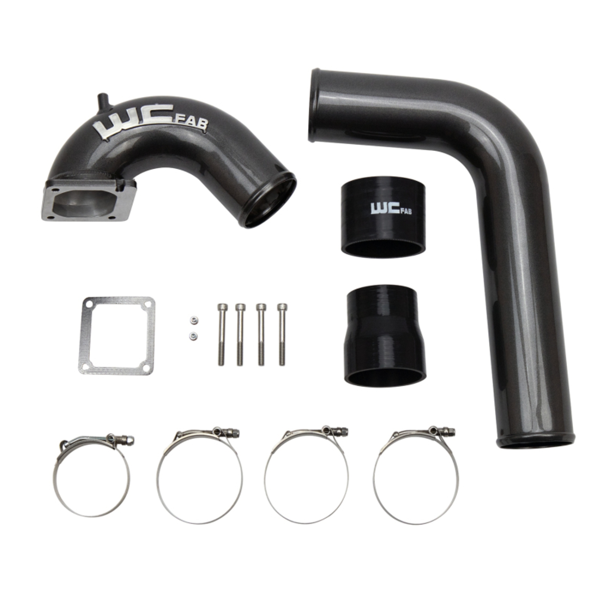 Picture of Wehrli 03-07 Dodge 5.9L Cummins 3.5in Intake Horn & Driver Side Intercooler Pipe Kit - Flat Black