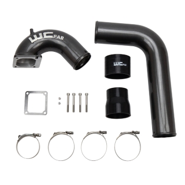 Picture of Wehrli 03-07 Dodge 5.9L Cummins 3.5in Intake Horn & Driver Side Intercooler Pipe Kit - Flat Black