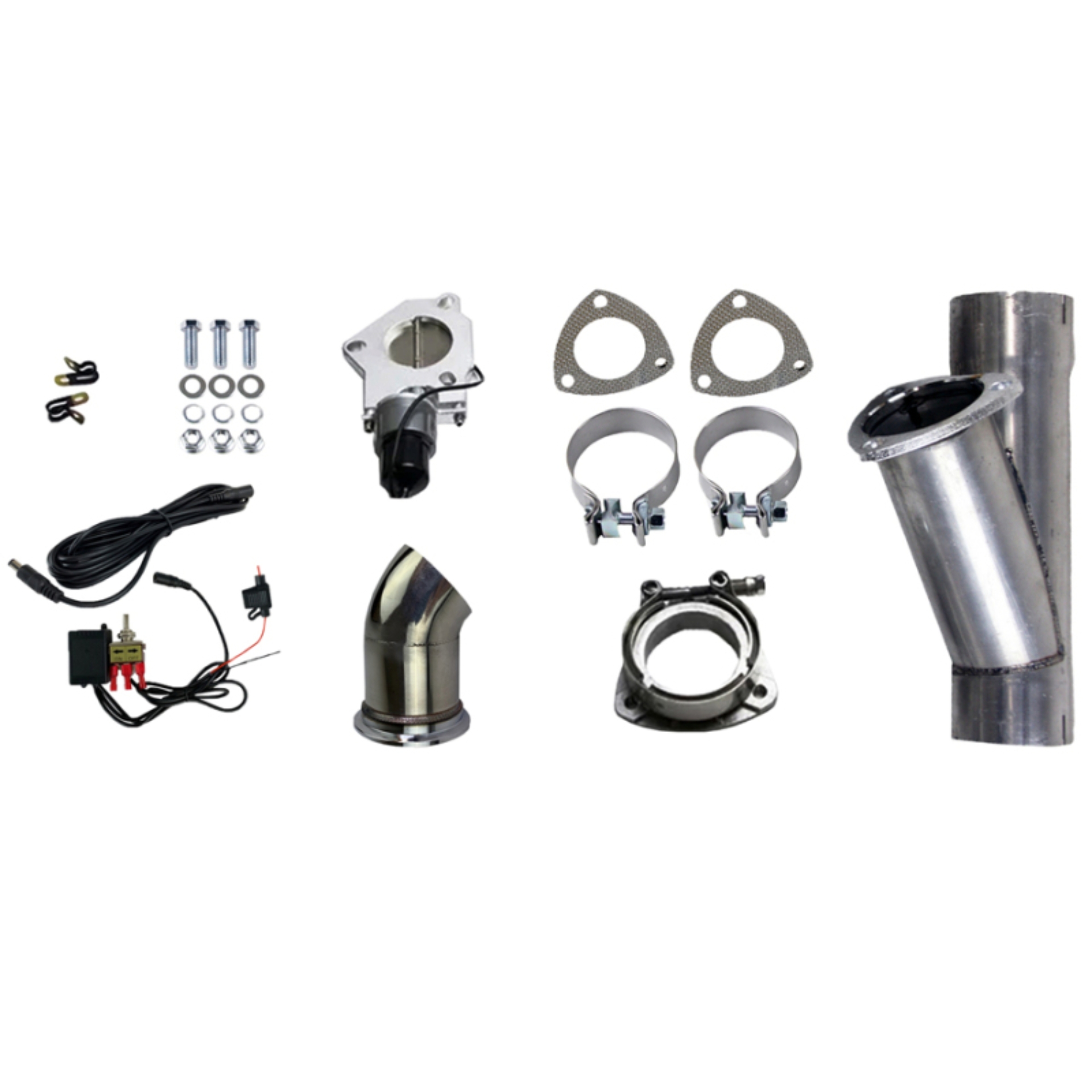 Picture of Granatelli 2.5in Aluminized Mild Steel Electronic Exhaust Cutout System w/Slip Fit & Band Clamps