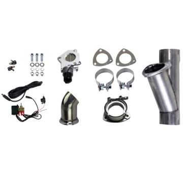 Picture of Granatelli 2.5in Aluminized Mild Steel Electronic Exhaust Cutout System w/Slip Fit & Band Clamps