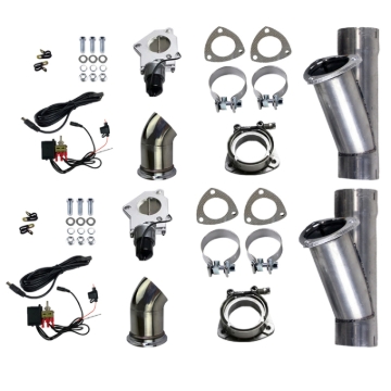 Picture of Granatelli 2.5in Aluminized Mild Steel Electronic Dual Exhaust Cutout w/Slip Fit & Band Clamp