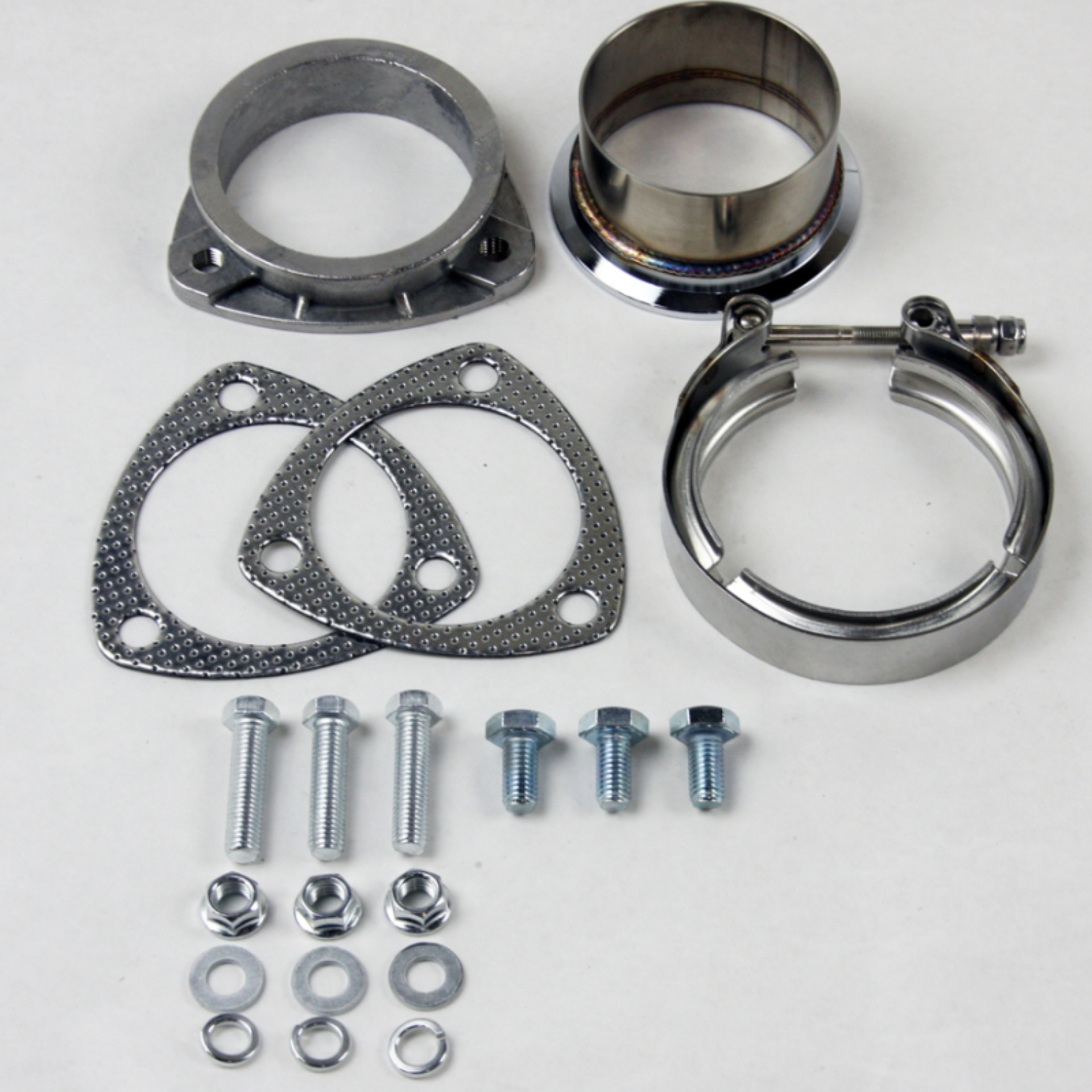 Picture of Granatelli 3in V-Band to Straight Connection Cutout w/Gaskets (3-Bolt)