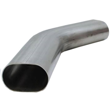 Picture of Granatelli 3in Oval Stainless Steel Horizontal 45 Deg Bend 4.5in Bend Radius Tubing