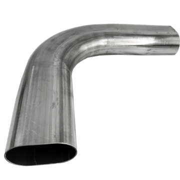 Picture of Granatelli 3in Oval Stainless Steel Horizontal 90 Deg Bend 4.5in Bend Radius Tubing