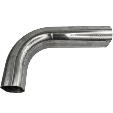 Picture of Granatelli 3in Oval Stainless Steel Vertical Radius 90 Deg bend 4.5in Bend Radius Tubing