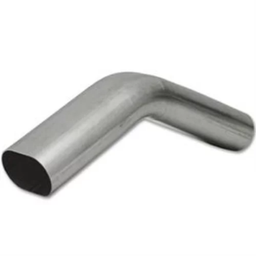 Picture of Granatelli 3in Oval Stainless Steel Vertical Radius 45 Deg bend 4.5in Bend Radius Tubing