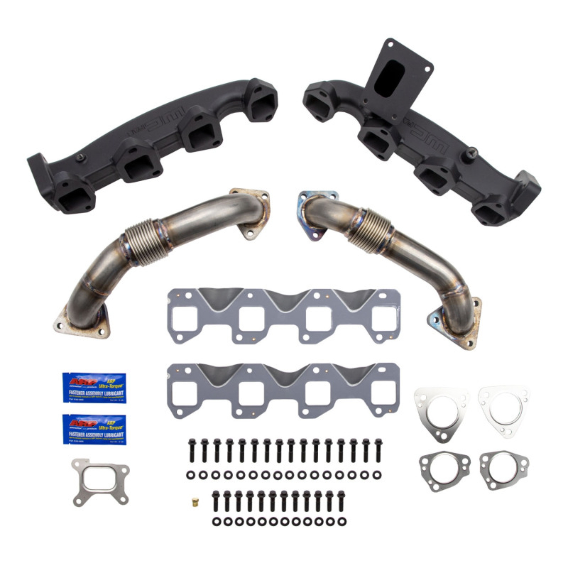 Picture of Wehrli 17-24 Chevrolet Duramax Billet Exhaust Manifold & Stainless Up Pipe Kit w/ Gaskets & Hardware