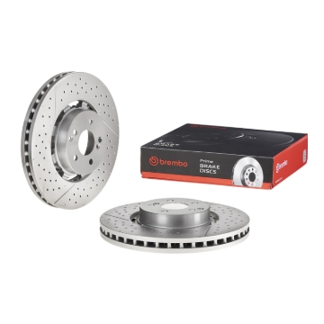 Picture of Brembo 17-22 Porsche 718 Boxster/718 Cayman/09-16 Porsche 911 Front Right Drilled UV Coated Rotor