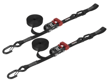 Picture of SpeedStrap 1In x 15Ft Ratchet Tie Down w/ Snap FtSFt Hooks w/ Soft Tie (2 Pack) - Black