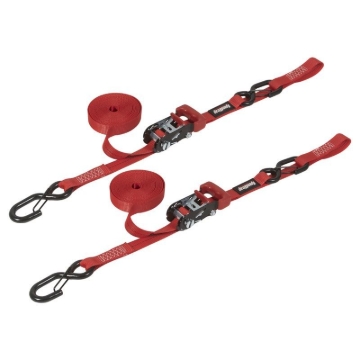Picture of SpeedStrap 1In x 15Ft Ratchet Tie Down w/ Snap FtSFt Hooks Soft Tie (2 Pack) - Red