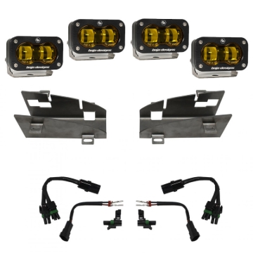 Picture of Baja Designs 19-22 Dodge RAM 1500 Rebel / 21-22 1500 TRX S2 SAE Dual Fog Pocket Light Kit - Amber