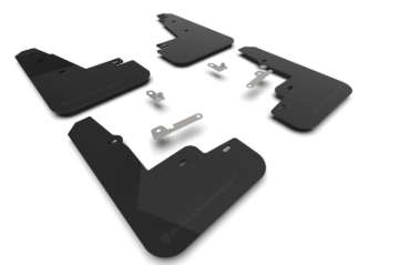 Picture of Rally Armor 21-26 Ford Mustang Mach-E/GT/Rally Black UR Mud Flap w/Metallic Black Logo