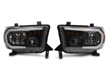 Picture of Raxiom 07-13 Toyota Tundra Axial Series Headlights w/ LED Bar- Black Housing (Clear Lens)