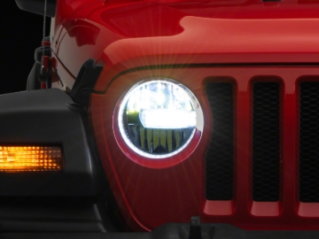 Picture of Raxiom 18-23 Jeep Wrangler JL Axial Series 9-In LED Headlights- Black Housing (Clear Lens)