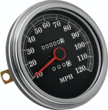Picture of Bikers Choice 91-95 Softail Black Face Speedo With Dome Lens 2240:60 Front Drive Cast Dash Only