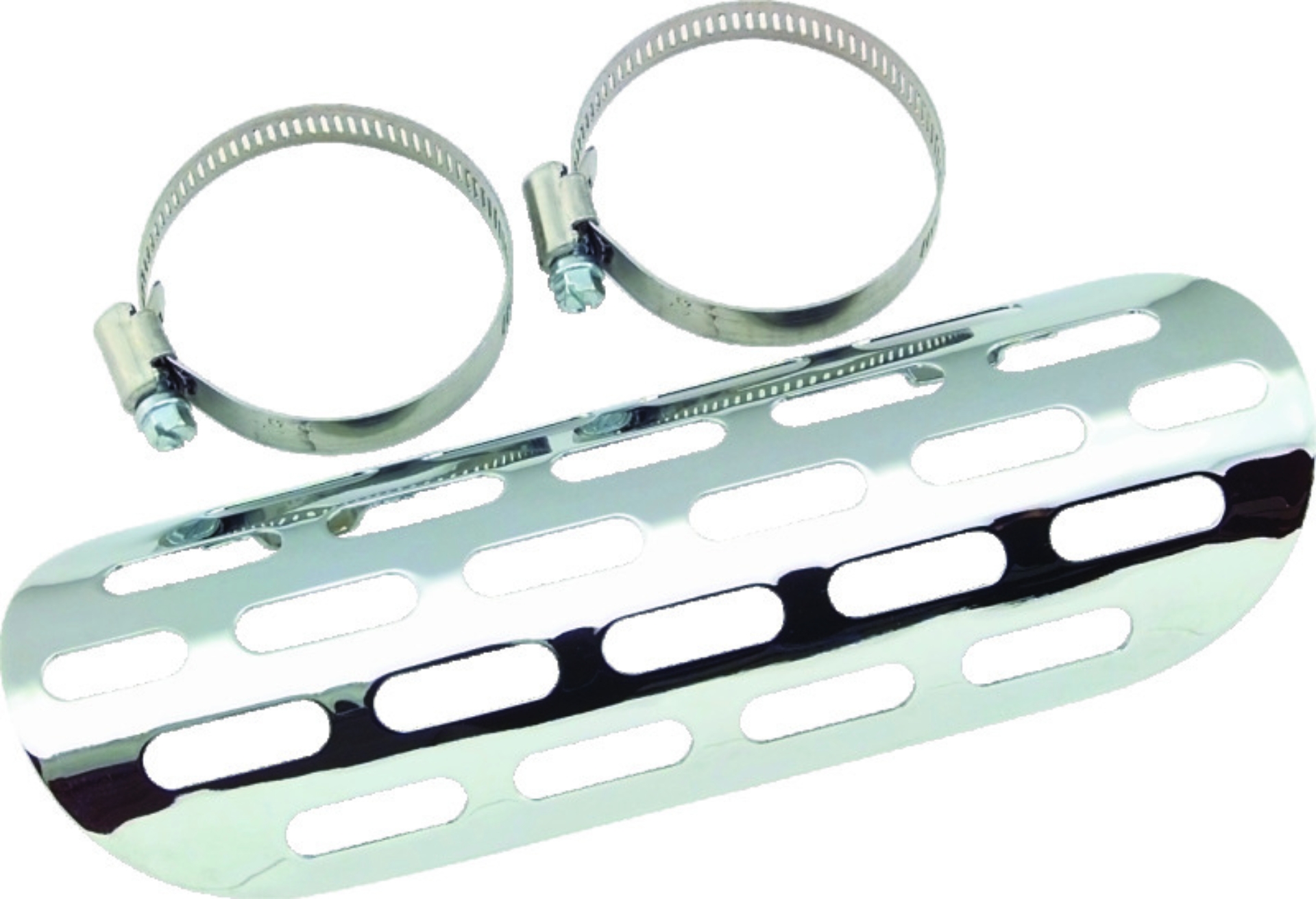Picture of Bikers Choice Chrome Perforated Heat Shield Fits 1-3/4 to 2 Inch Pipe Custom