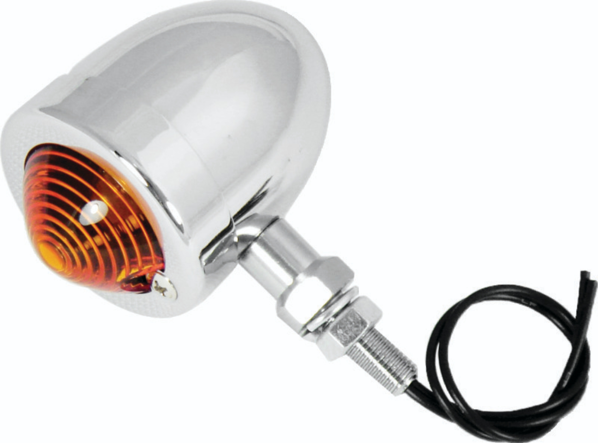 Picture of Bikers Choice Chrome Bullet Lite With Amber Lens 2 Inch Diameter Dual Filament Custom Stud Mount
