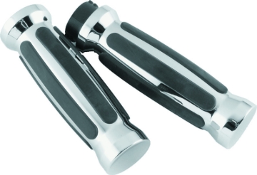 Picture of Bikers Choice 81-17 XL & Big Twin Dual Cable Chrome & Black Sensation Grips Pr