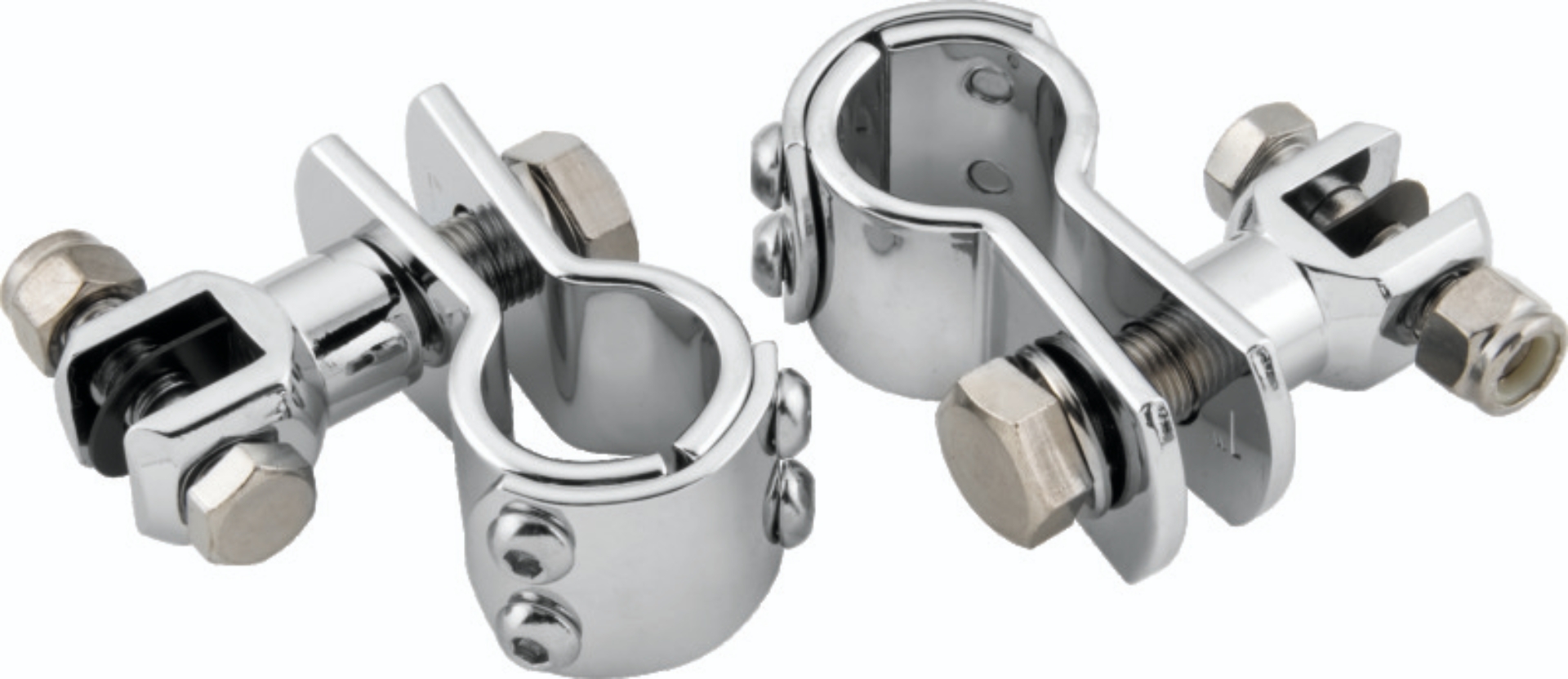Picture of Bikers Choice Chrome Engine Guard Footpeg Mount for 1 1/4 Inch Tube. Uses Male Pegs