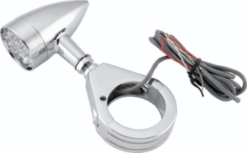 Picture of Bikers Choice Chrome Mini LED Turn Signals W/ 41 MM Clamp Universal Custom Pr
