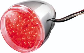 Picture of Bikers Choice Chrome LED Rear Billet Turn Signal Red Dual Circuit Clear Lens Universal Custom